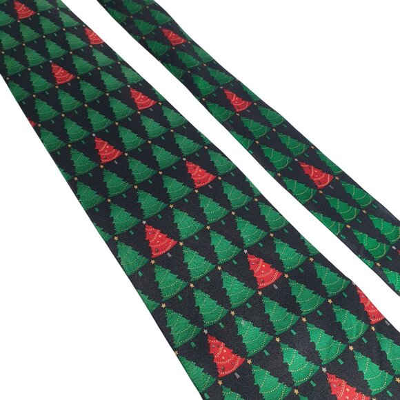 Musical Christmas Tree Silk Men Necktie Holiday Santa Clause Wish You A Merry - Picture 2 of 5